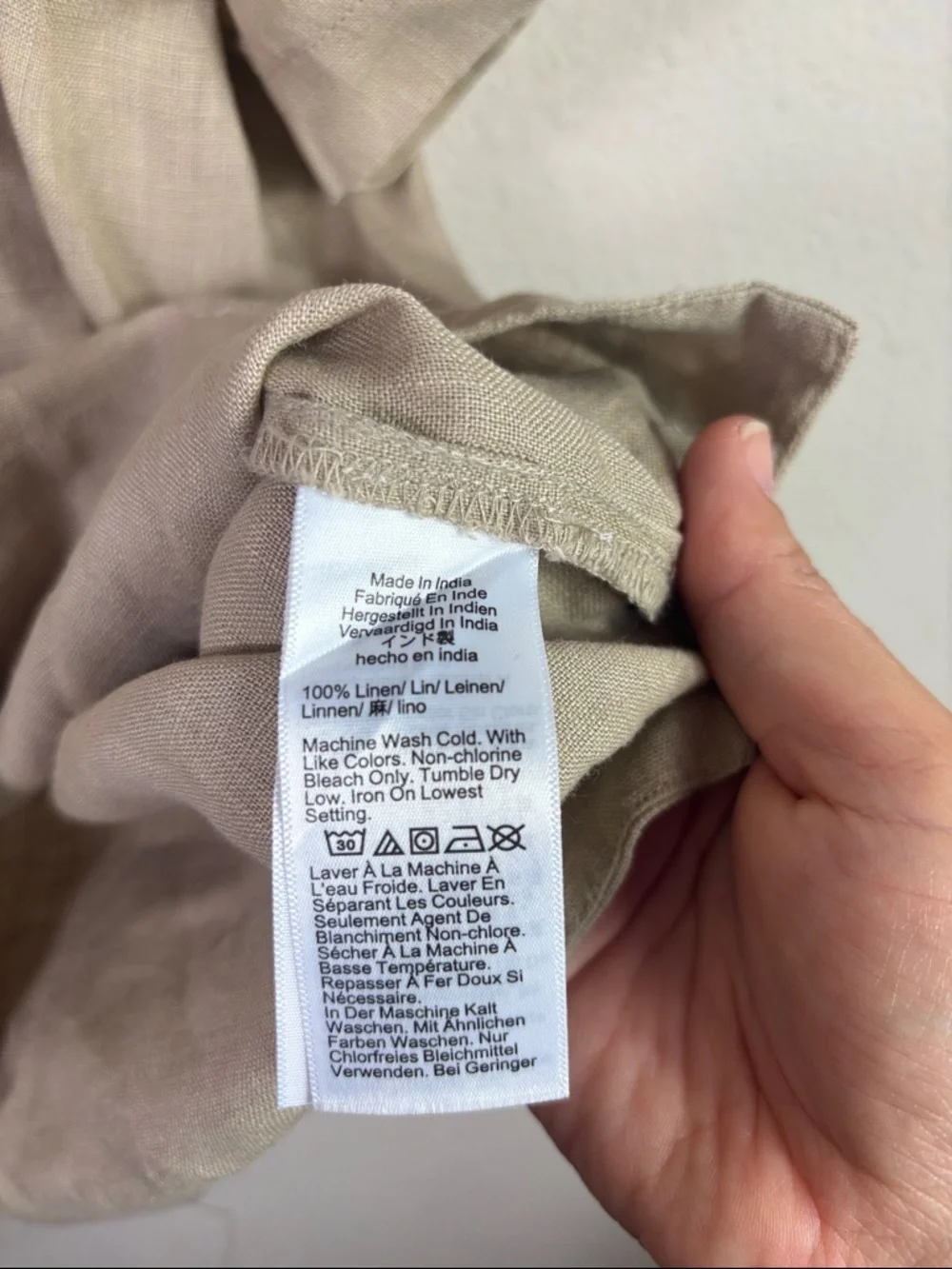 J. Crew 100% linen short flutter sleeve notched v-neck shirt tan size small